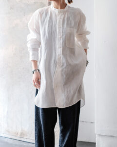 BRITISH OFFICER LONG LINEN SHIRT col.Whiteのサムネイル