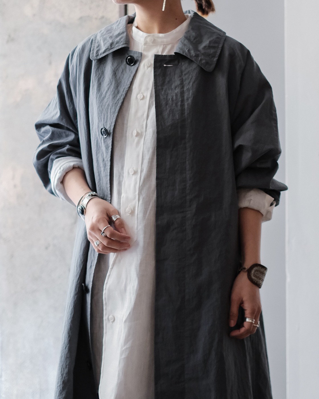 SOUTIEN COLLAR COAT col.Gray - Sleepy PEOPLE | スリーピーピープル