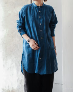 BRITISH OFFICER LONG LINEN SHIRT col.Blueのサムネイル
